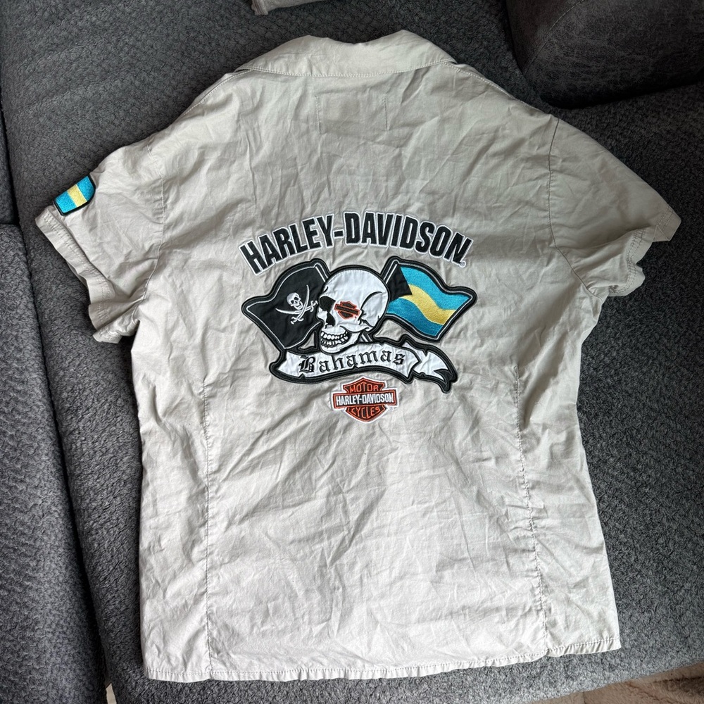 Harley-Davidson Bahamas Tan Casual Button Down Shirt